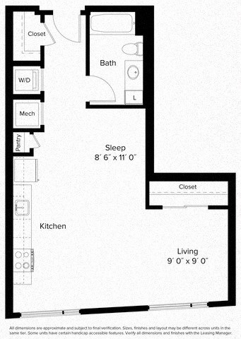Studio 1 bathroom D at Fort Totten Square, Washington DC, 20011